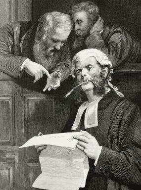 Illustration of a barrister wearing a peruke.