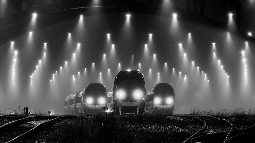 Trains at night