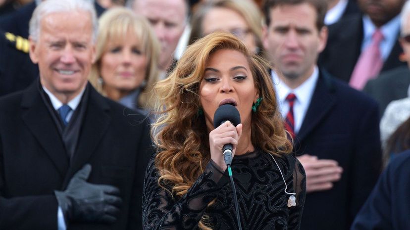 Beyonce performs the National Anthem during Barack Obama's inauguration swearing-in at the US Capitol on Jan. 21, 2013 in Washington, D.C. JEWEL SAMAD/AFP/Getty Images