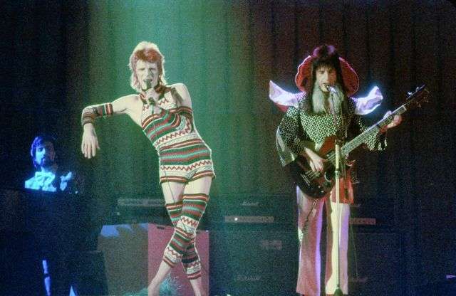 David Bowie performing as his Ziggy Stardust persona