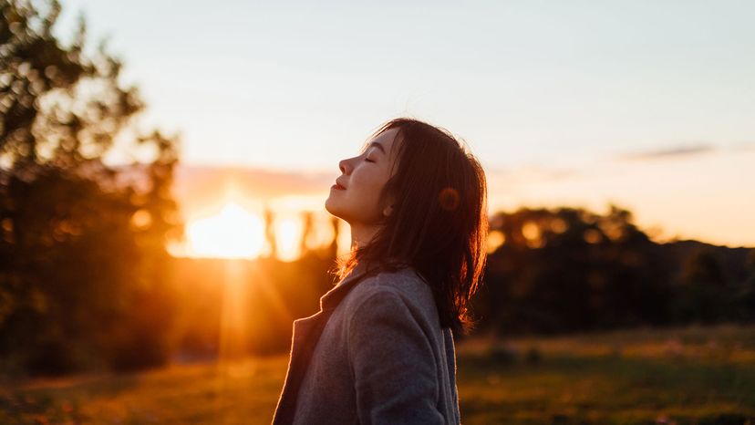 asian woman breathing