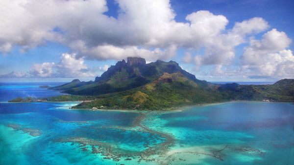 Blue coastal landscape of nature's water.