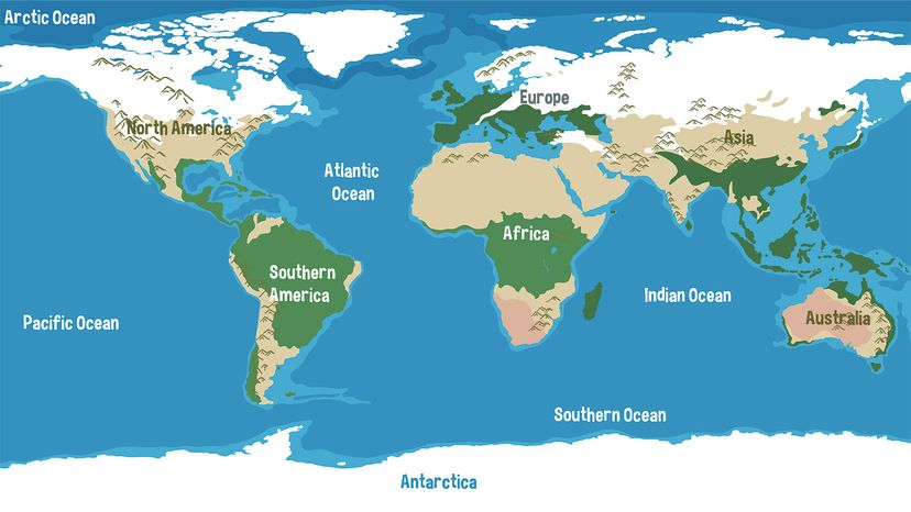 Map of the worlds oceans