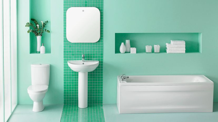 Clean green bathroom