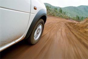 Car on muddy road