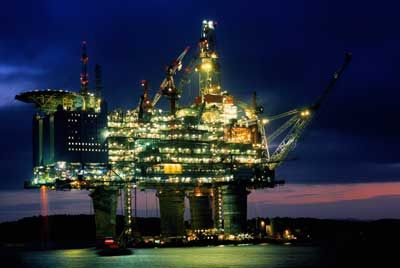 oil rig at night