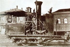 1836年“Grasshopper"是典型的e first successful American-built steam locomotives. With vertical boilers and indirect gearing, they were slow but surprisingly powerful.