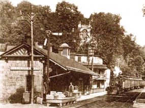 Shown here late in the nineteenth century, Ellicott City was the B&O's first terminus. The stone building on the left dates from 1831, making it America's first railroad station.