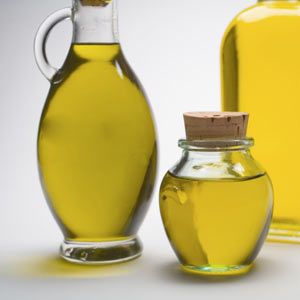 Various bottles of olive oil.