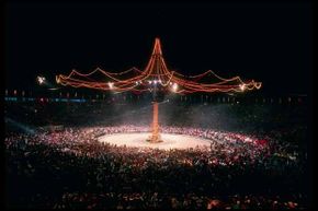 A general view of the closing ceremony during the Olympic Games in Albertville, France in 1992, one of the many Olympics that nearly bankrupted their hosts. See more pictures of the Olympics.