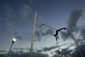 The pole vault originated in Europe, where men used the pole to cross canals filled with water. See more Olympic pictures.
