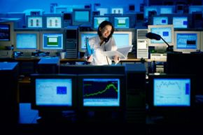 Woman working at computer. 