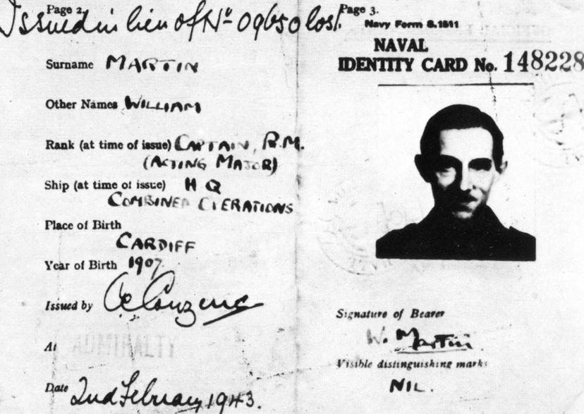 Naval identity card of "Major Martin"