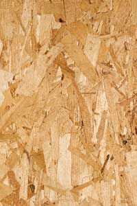 A close-up of oriented strand board.&nbsp;