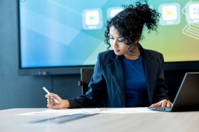 a woman working