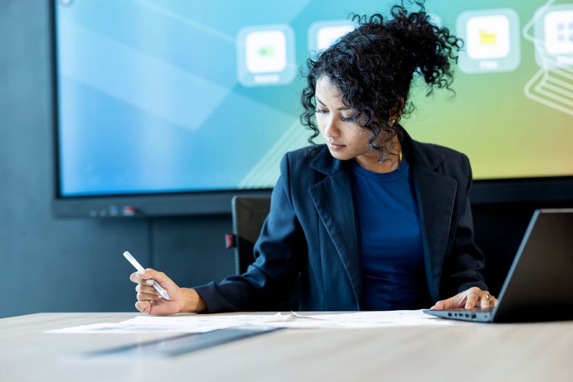 a woman working