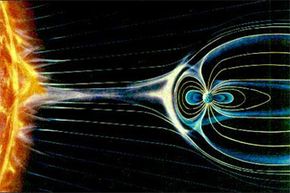 This NASA illustration shows the sun-Earth connection and how the solar wind travels between the two.