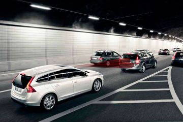 Volvo's City Safety system automatically brakes if the driver fails to react in time when the vehicle in front slows down or stops.