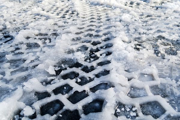 tire tracks in ice and snow