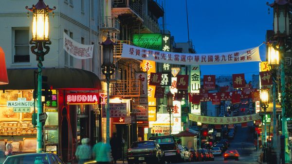 Night falls in Chinatown, San Francisco