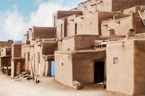 These adobe homes in Taos, N.M. were built with building techniques that trace back nearly 3,000 years.
