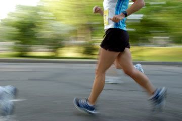Exercising in motion: running and jogging.