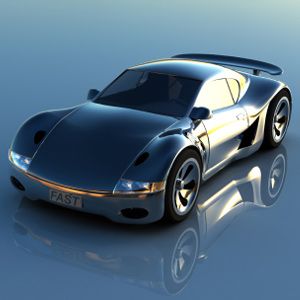 An aerodynamic sports car