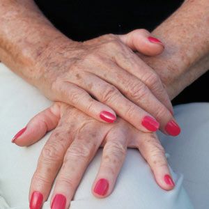 Elderly woman's hands.