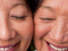 smiling women with wrinkles