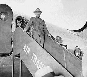 Harry Truman arriving in Berlin on the &quot;Sacred Cow&quot; in 1945