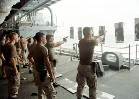 Firing practice onboard the USS Independence