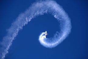 Spiral of smoke from Eurofighter Typhoon jet