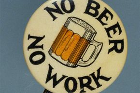 This button promoted the repeal of Prohibition, which was accomplished in 1933. A little liquor is actually good for you.