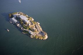 An aerial view of Alcatraz Island
