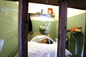 A re-creation of the cell once occupied by Alcatraz escapee Frank Morris