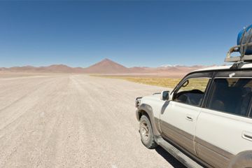 Traveling on a dirt road in Bolivia