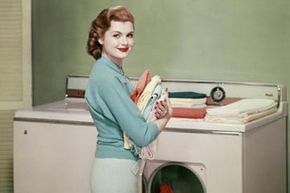 This set from 1955 might be connected, but it's about twice the size of a current washer dryer combo.