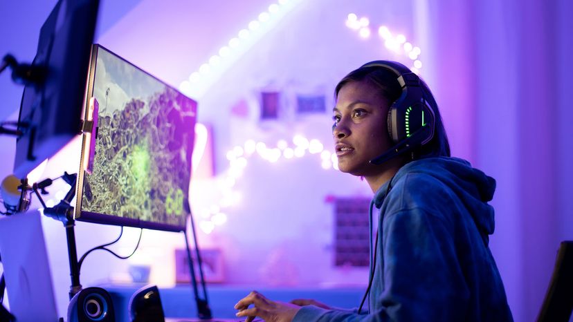 woman playing video game