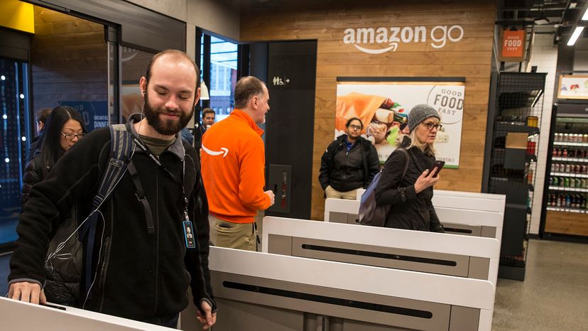 shoppers at Amazon Go store