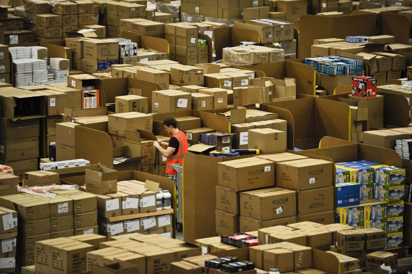 cardboard packaging, amazon, piles of cardboard