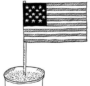 Place the American Flag in a bucket of sand.