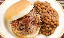 barbecue sandwich with baked beans