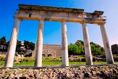 ruins of a stadium on Kos Island in Greece