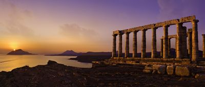 the Temple of Poseidon in Cape Sounion, Greece