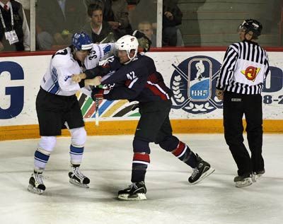 fight between hockey players