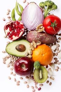 Healthy array of antioxidant rich foods.