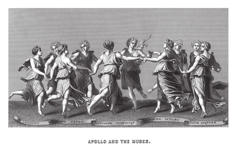 Copyright has expired on this artwork. From my own archives, digitally restored.
Mount Parnassus In Ancient Greece Was Said To Be The Home Of Apollo And The Muses.