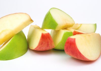red and green apple slices