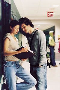 guy, girl, locker