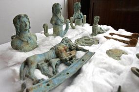 Macedonian police recovered these Bronze Age sculptures from artifact smugglers. Authorities believe Macedonia has lost more than a million archaeological artifacts to Europe's black markets since 1991.